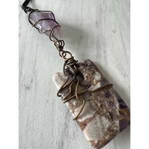 Amethyst Copper Wrapped Stone Necklace